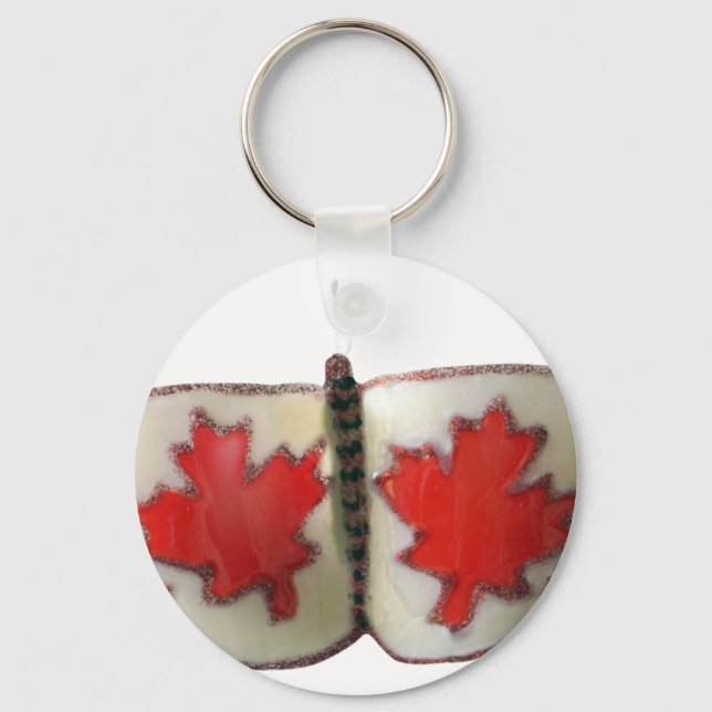 Porte-clés Design de papillon du drapeau canadien (Recto)