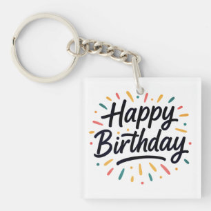 Porte-clés Design élégant de calligraphie d'anniversaire
