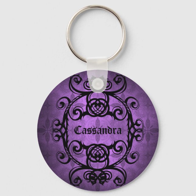 Porte-clés Design élégant violet gothique (Recto)