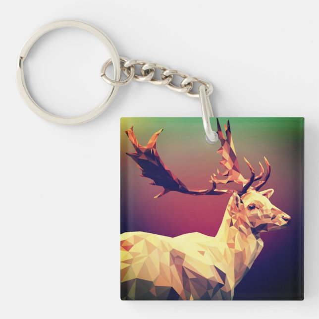 Porte-clés Design en polygone de cerf (Devant)