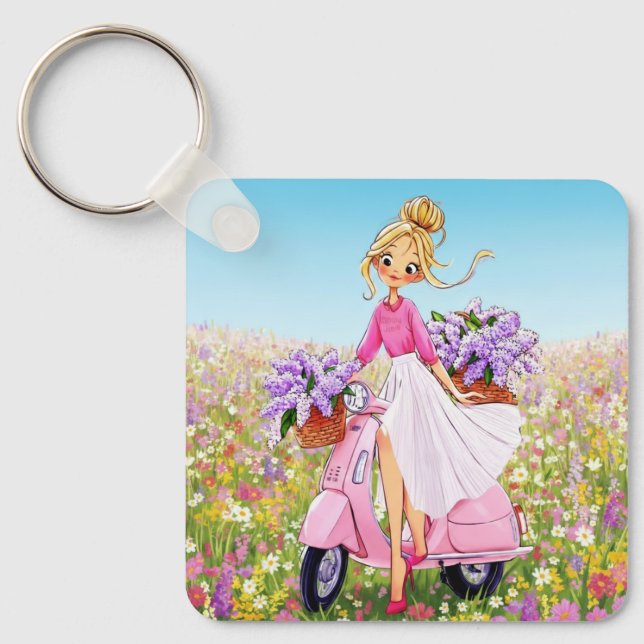 Porte-clés Design Fleurs de Printemps (Recto)