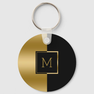 Porte-clés Design géométrique noir et or