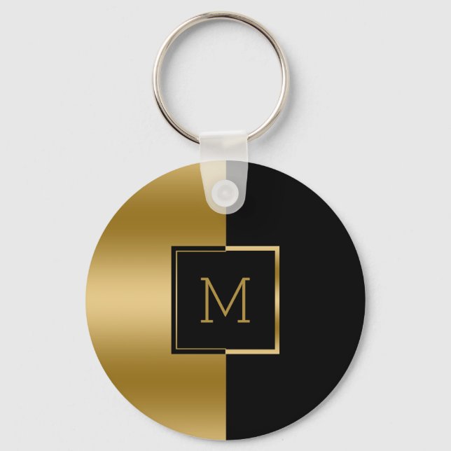 Porte-clés Design géométrique noir et or (Recto)