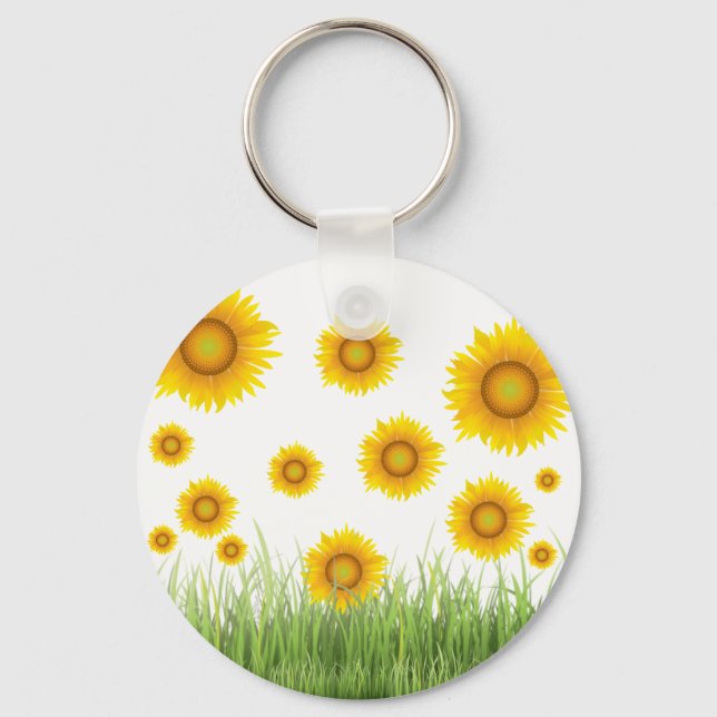 Porte-clés Design graphique de tournesol brillant et élégant (Recto)