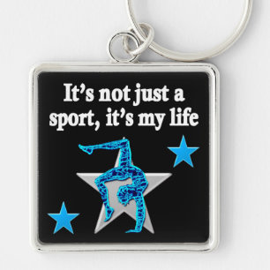 PORTE-CLÉS DESIGN GYMNASTIQUE BLEU CLAIR INSPIRATIONNEL