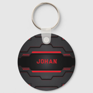 Porte-clés Design métallique noir et rouge