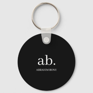 Porte-clés Design minimal noir et blanc monogramme classique
