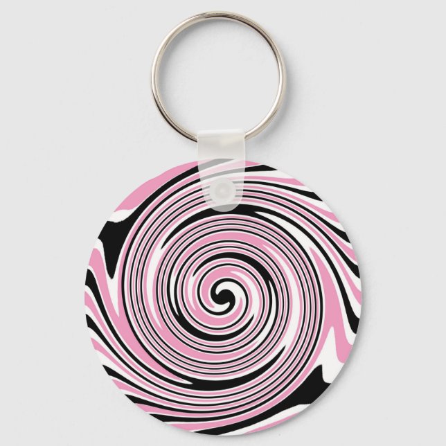 Porte-clés Design pivotant rose et noir (Recto)