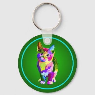 Porte-clés Design prismatique Stylisé Kitten-32345