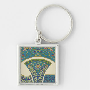 Porte-clés Designs orientaux bleus avec facettes souriantes
