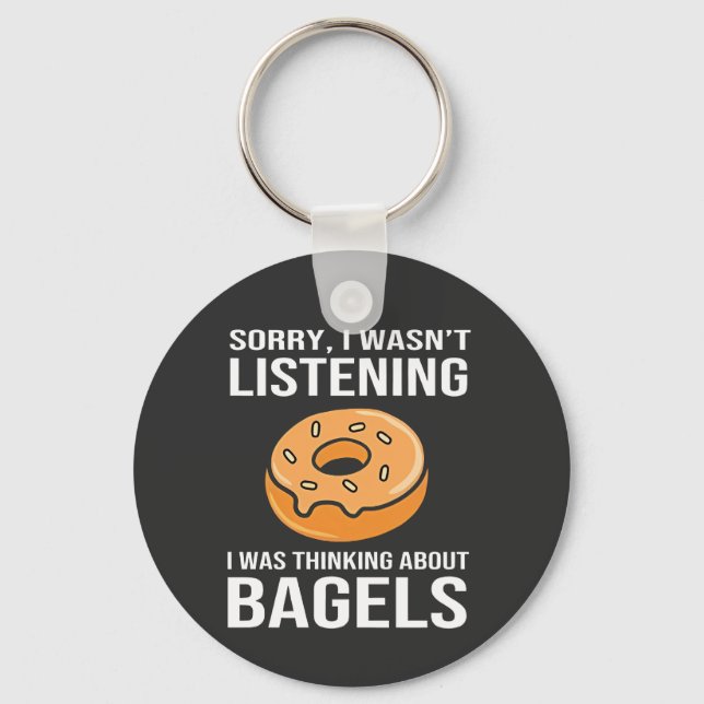Porte-clés Désolé de penser à Bagels Jewish Hanoukka (Recto)