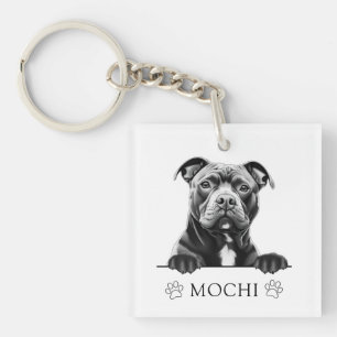 Porte-clés Dessin à la main de chien robuste personnalisé