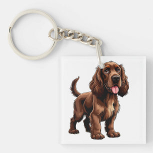 Porte-clés Dessin animé amical Field Spaniel brun