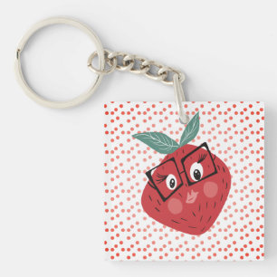 Porte-clés Dessin animé de fraise mignon dessiné à la main