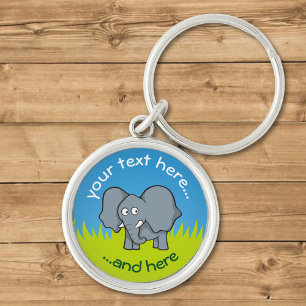 Porte-clés Dessin animé d'éléphant gris