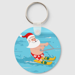 Porte-clés Dessin animé Santa Claus water skiing