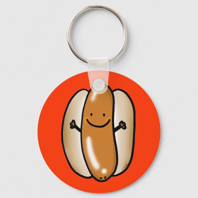 Porte-clés dessin animé saucisson hot dog (Recto)