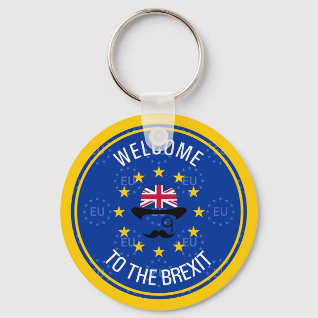 Porte-clés Dessin Bleu Jaune Union européenne Brexit Art (Recto)
