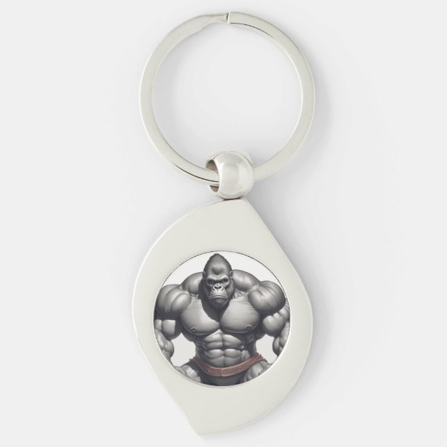 Porte-clés Dessin d'art pop de Gorilla Bodybuilder (Devant)