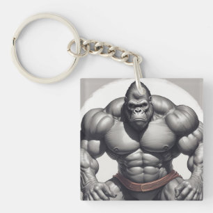 Porte-clés Dessin d'art pop de Gorilla Bodybuilder