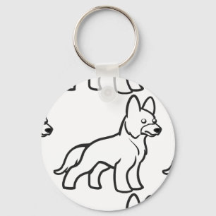 Porte-clés dessin de berger allemand blanc