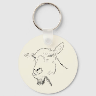 Porte-clés Dessin de chèvre drôle Art Design Animalier