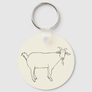 Porte-clés Dessin de chèvre mignon drôle Art animalier simple