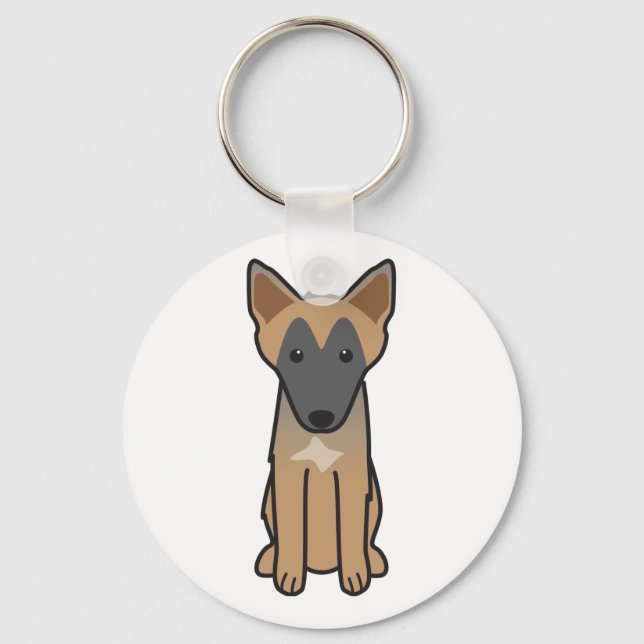 Porte-clés Dessin de Chien Malinois (Recto)
