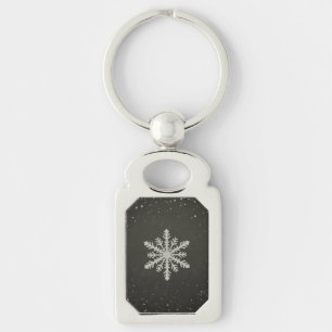 Porte-clés Dessin de craie blanc de flocon de neige d'hiver