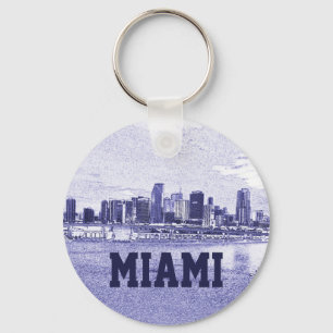 Porte-clés Dessin de crayon de Miami, Floride Skyline