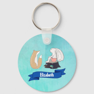 Porte-clés Dessin de créatures de bois de renard mignon et de