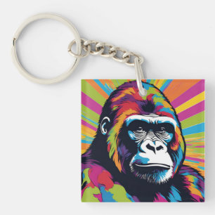 Porte-clés Dessin de dessin de peinture Gorilla Pop