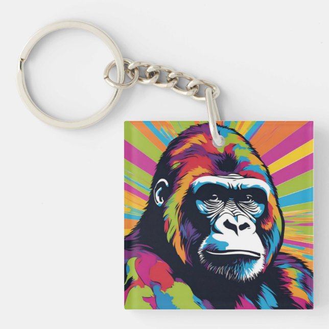 Porte-clés Dessin de dessin de peinture Gorilla Pop (Devant)