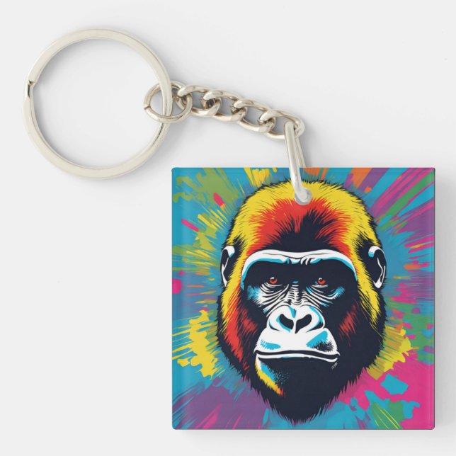 Porte-clés Dessin de dessin de peinture Gorilla Pop (Devant)