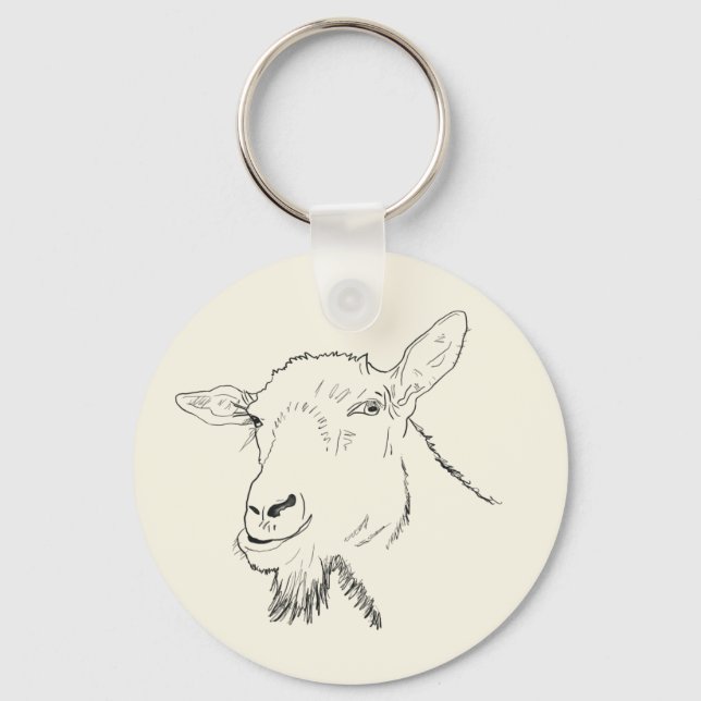 Porte-clés Dessin de ligne de chèvre amusant Design d'art ani (Recto)