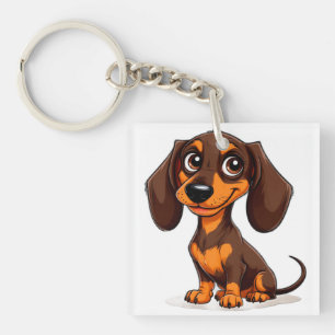 Porte-clés Dessin de teckel chiot mignon