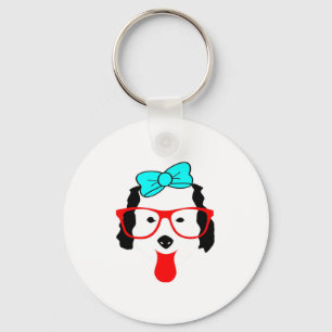 Porte-clés Dessin de tête de chien drôle mignon