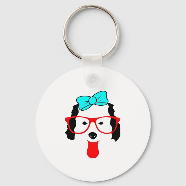 Porte-clés Dessin de tête de chien drôle mignon (Recto)