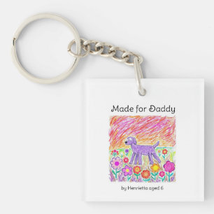 Porte-clés dessin d'enfant fait à la main pour papa