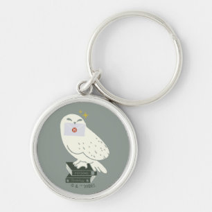 Porte-clés Dessin fantaisiste d'Hedwig avec lettre