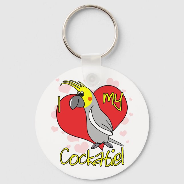 Porte-clés Dessin J'aime mon Porte - clé Cockatiel (Recto)