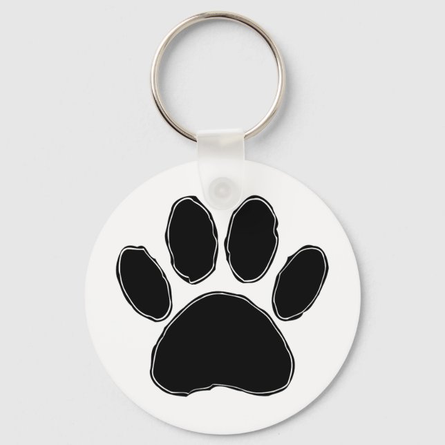 Porte-clés Dessin Paw Chien En Noir (Recto)