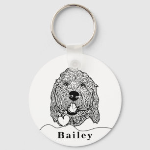 Porte-clés Dessin personnalisé Goldendoodle Chien