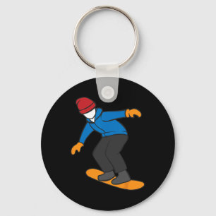 Porte-clés Dessin Snowboarder Illustration Plaisir Hiver Spor