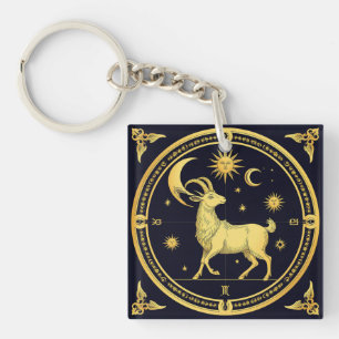 Porte-clés Dessin Zodiaque Capricorne Doré