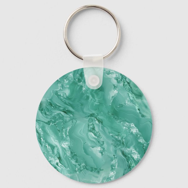 Porte-clés Detailed Swirling Marble-Like in Teal Green (Recto)