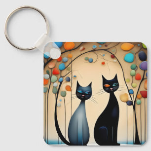 Porte-clés Deux chats charmants