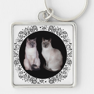 Porte-clés Deux chats siamois