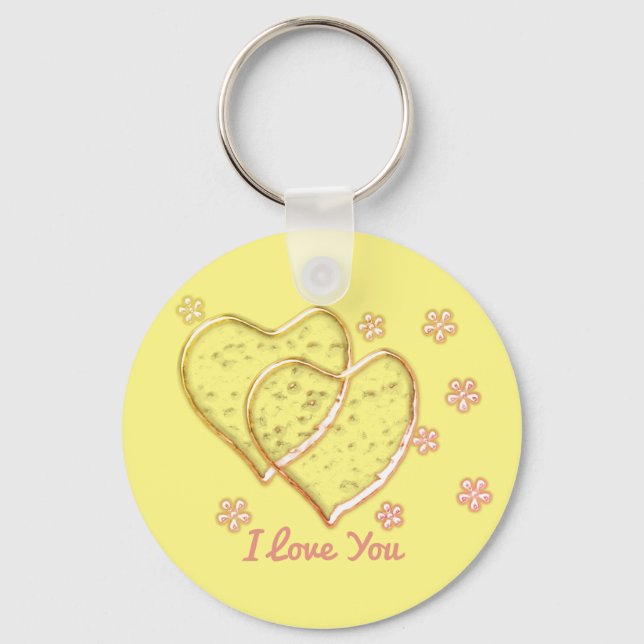 Porte-clés deux coeurs, mariage romantique.Personnalisé (Recto)
