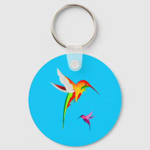 Porte-clés Deux colibris volants colorés